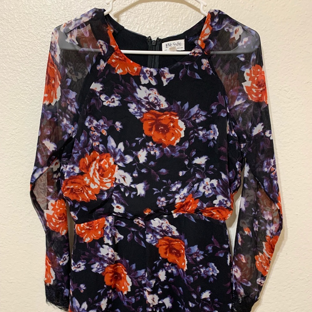 Love Sadie floral romper with eyelash lace